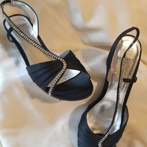 Monet Black with Rhinestones Dress Sandals
